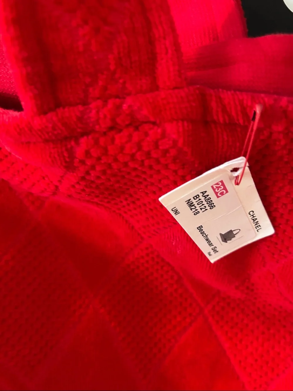 CHANEL Red Terry 3 pc. Beach Set - Picture 13 of 13